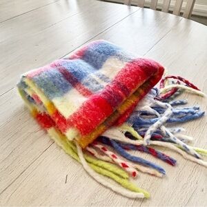 AERIE AMERICAN EAGLE Women’s Soft Multi-Color Fringed Blanket Scarf 80” X 20”